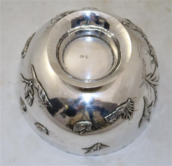 A Chinese silver bowl, by Kwan Wo, Canton or Hong Kong, early 20th century, diameter 13.3cm